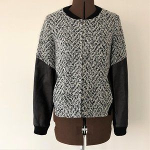 Wool Blend/Leather Bomber Jacket